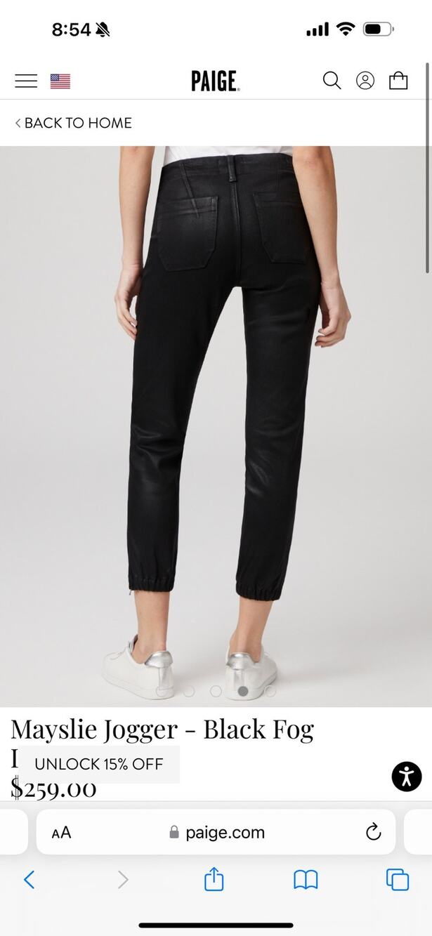 PAIGE Mayslie Jogger - Black Fog Luxe Coating Size 26